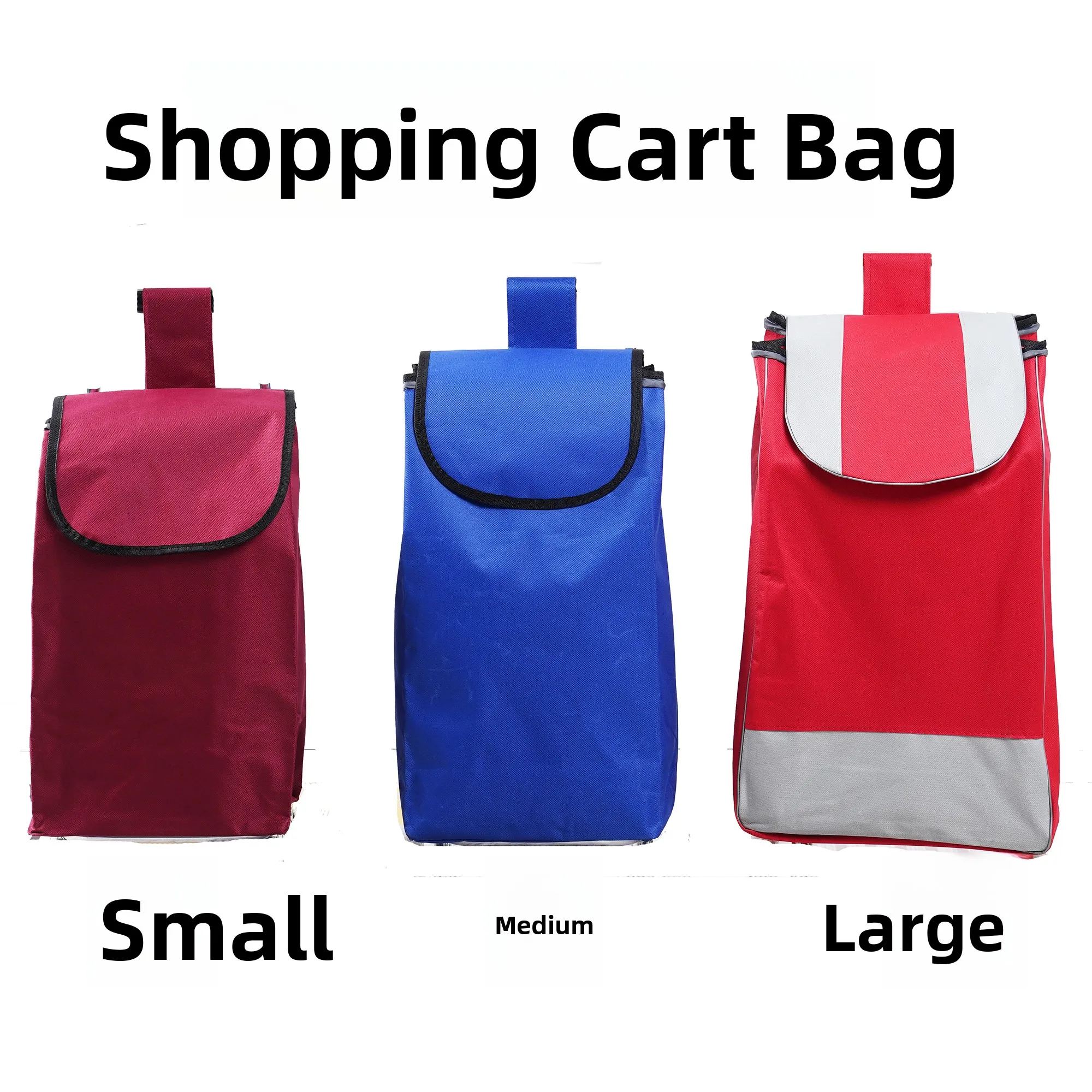 Bolsa grande para carrito op de tela de buey, bolsa portátil para carrito op de mercado, bolsa para carrito con varilla de tracción manual para coche con tapón para verduras