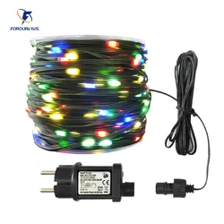 Guirlandes lumineuses Led étanches, 8modes de guirlande lumineuse, décoration de jardin, d'extérieur, féerique, isolée en caoutchouc, 50m 100m, 24V