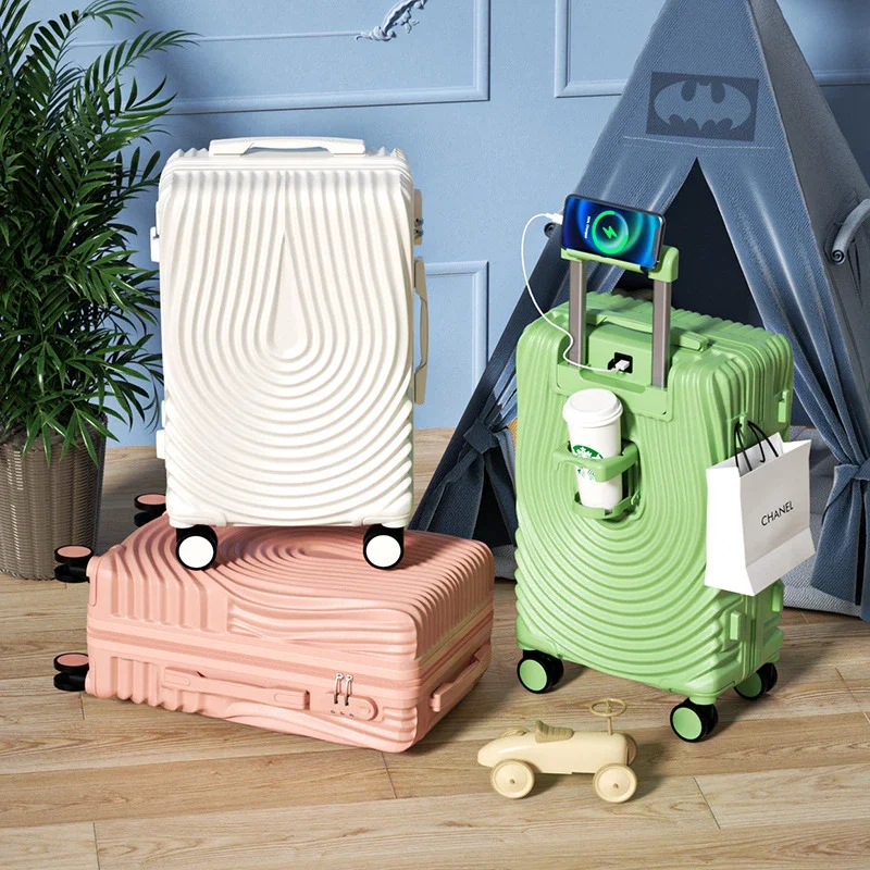 Multifunctional Rolling Luggage Travel Suitcase Large Capacity Trunk Fashion Unisex Carry-on Trolley Case Silent Universal Wheel