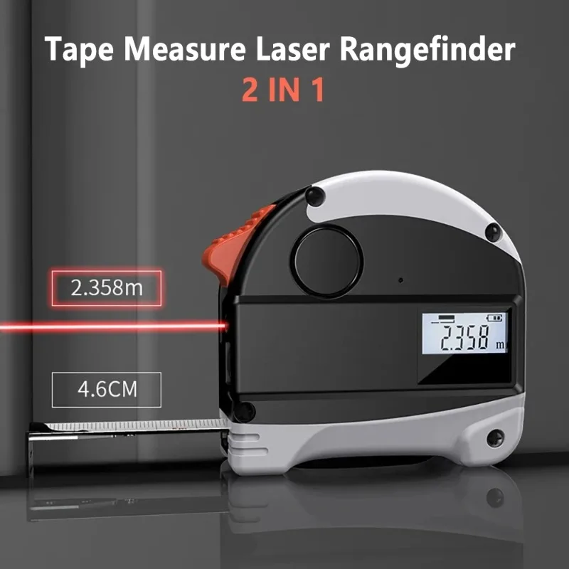 High Precision Digital Laser Distance Meter Tape Measure 40m 5m Stainless Steel Retractable Multi-Angle Measuring Tool