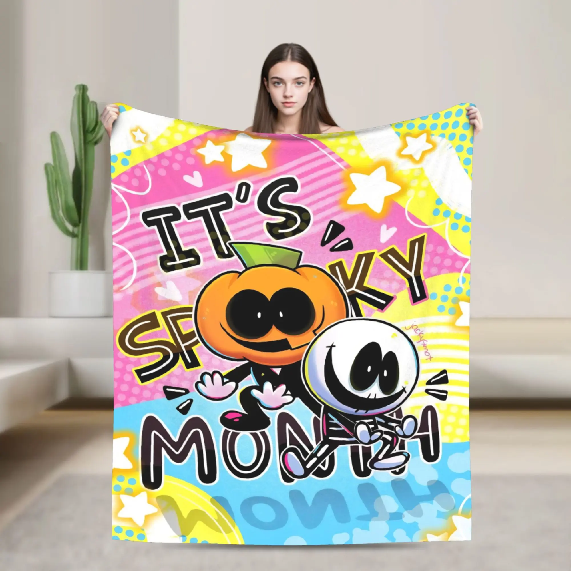 Spooky Month Accessories Blankets Super Soft Flannel  Throw Blankets Cozy Quilt