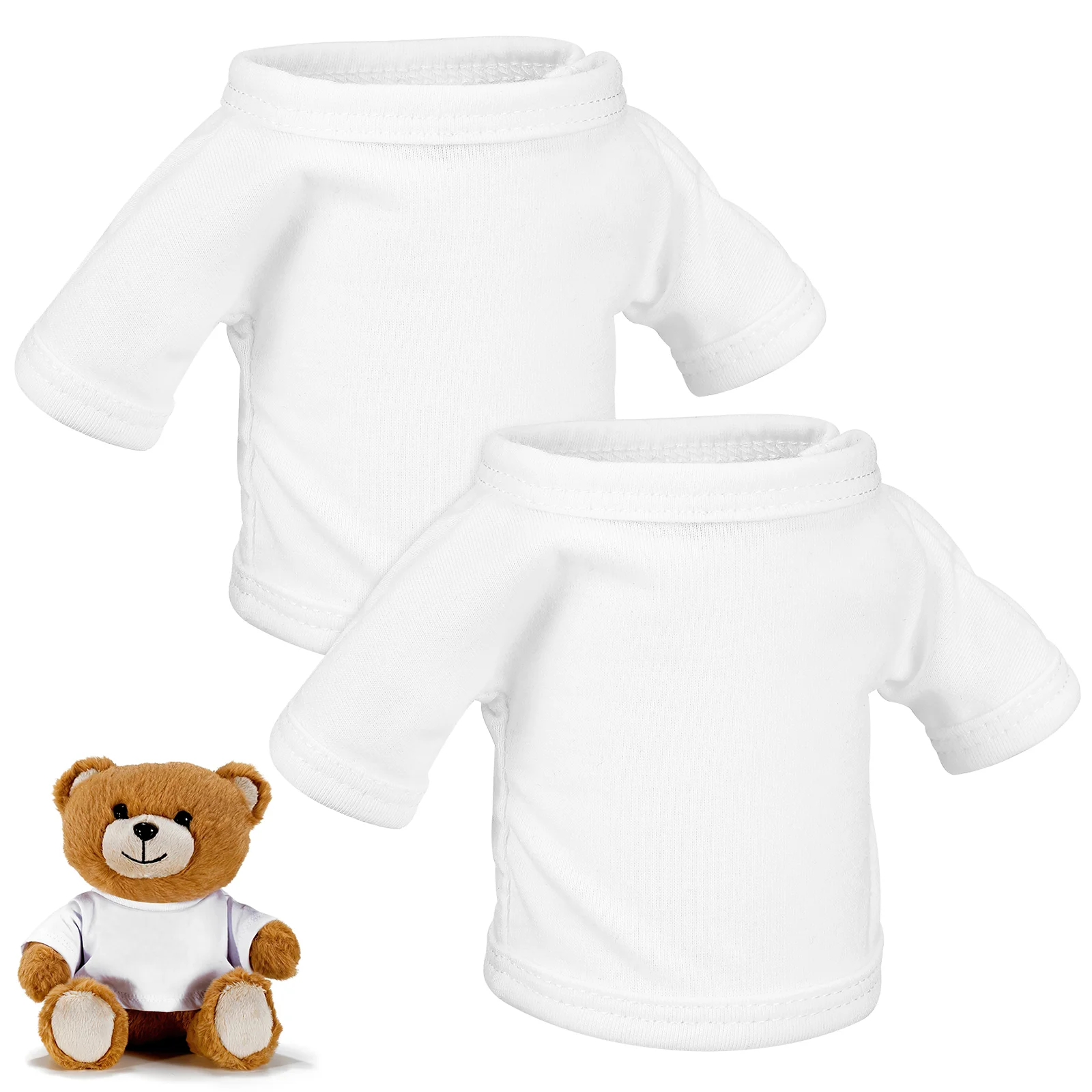 2 Pcs Clothes Crew Neck Bear Decor Girls Sublimation Plush Shirts Outfit Replaceable Toy