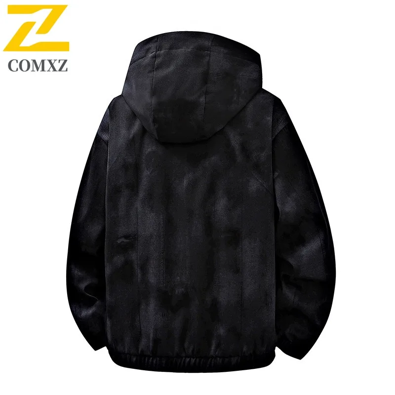 سترة COMXZ Urban للرجال بتصميم بسيط وغطاء للرأس لتسلق الجبال وخفيفة الوزن سترة واقية بتصميم يومي مريح للخريف معطف جديد #4