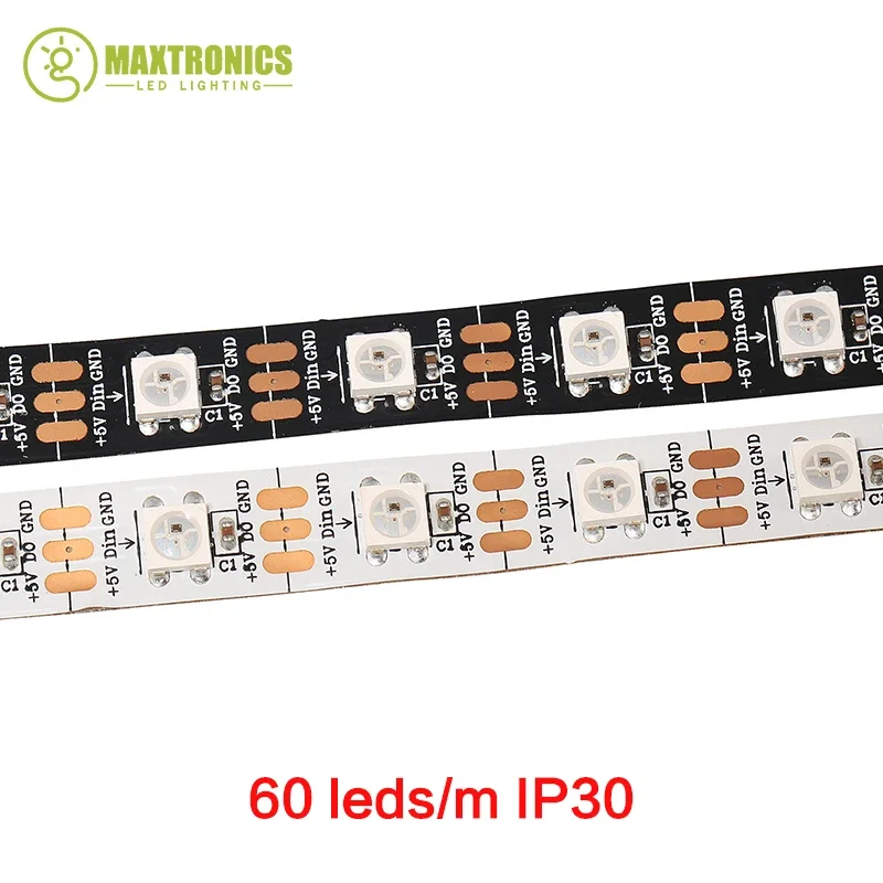 Smart LED Pixel Strip, Preto Branco PCB, Branco, WS2812B IC, WS2812B, WS2812B, WS2812B, 30, 60, 144 LEDs, 1m, 4m, 5m, 30, 60, 144 pixéis ip30/ip65/ip67 dc5v