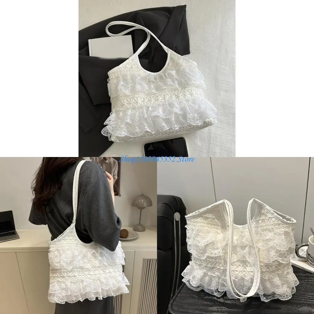 

Breathable Nylon Underarm Purse Elegant Lace Large Capacity Shoulder Bag