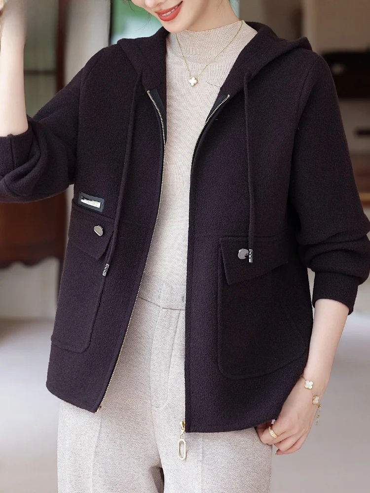 

Осенний модный шерстяной кардиган для мам и женщин среднего возраста, свободный крой, весна-осень