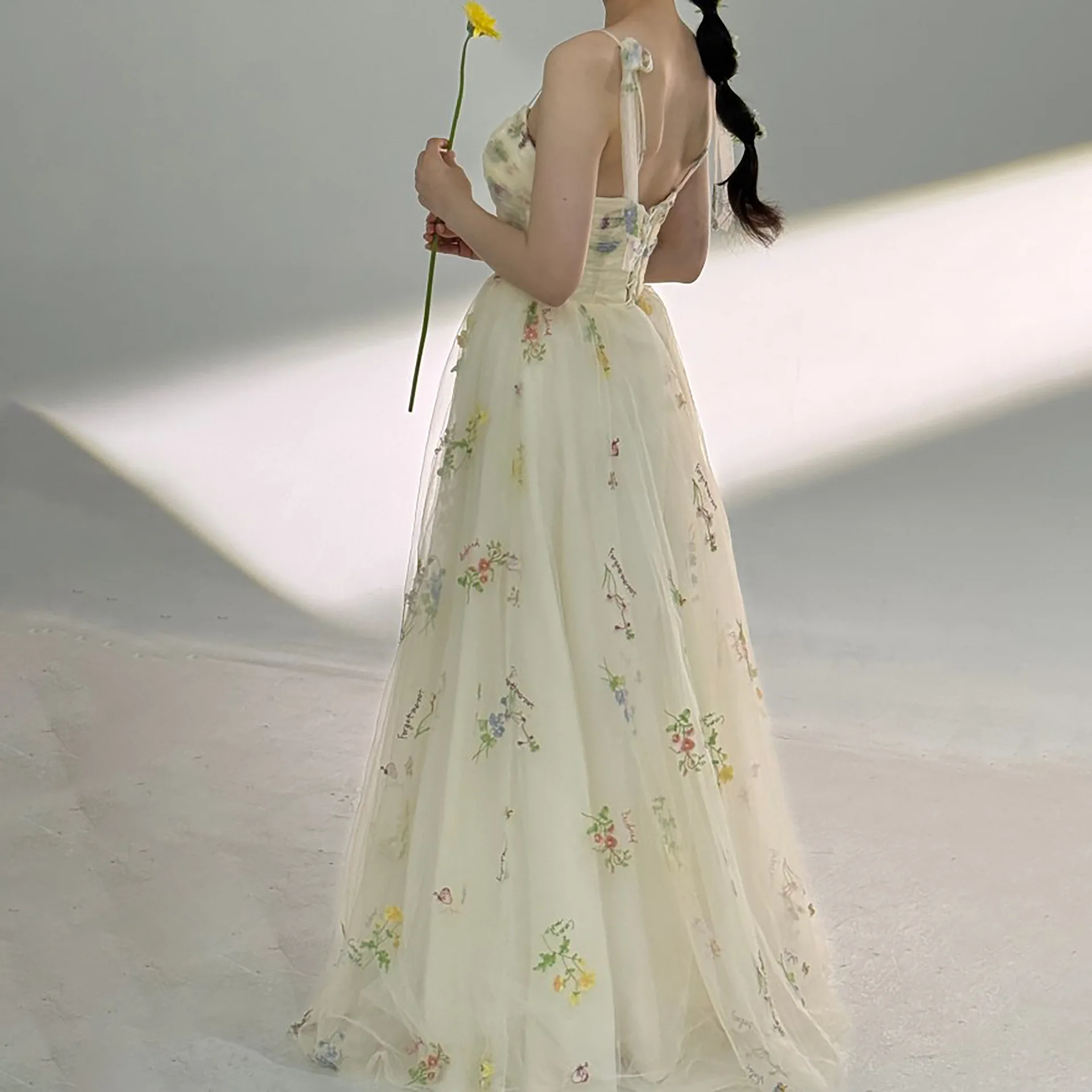 2025 Vestidos largos de lujo con bordado floral para boda, vestidos de noche para graduación, fiesta de verano para mujer, ocasiones formales, vestido de recepción