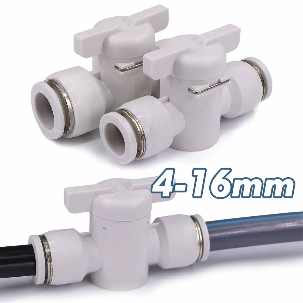4-16mm Hand Valve Hose Adapter Slip Lock Quick Insert Release Connector for Stop Water Shut Off Pneumatic Joints Tubing Fitting