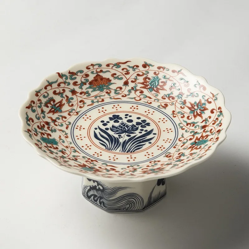 

Ceramic tall fruit plate snack plate fruit plate, living room coffee table household snack plate
