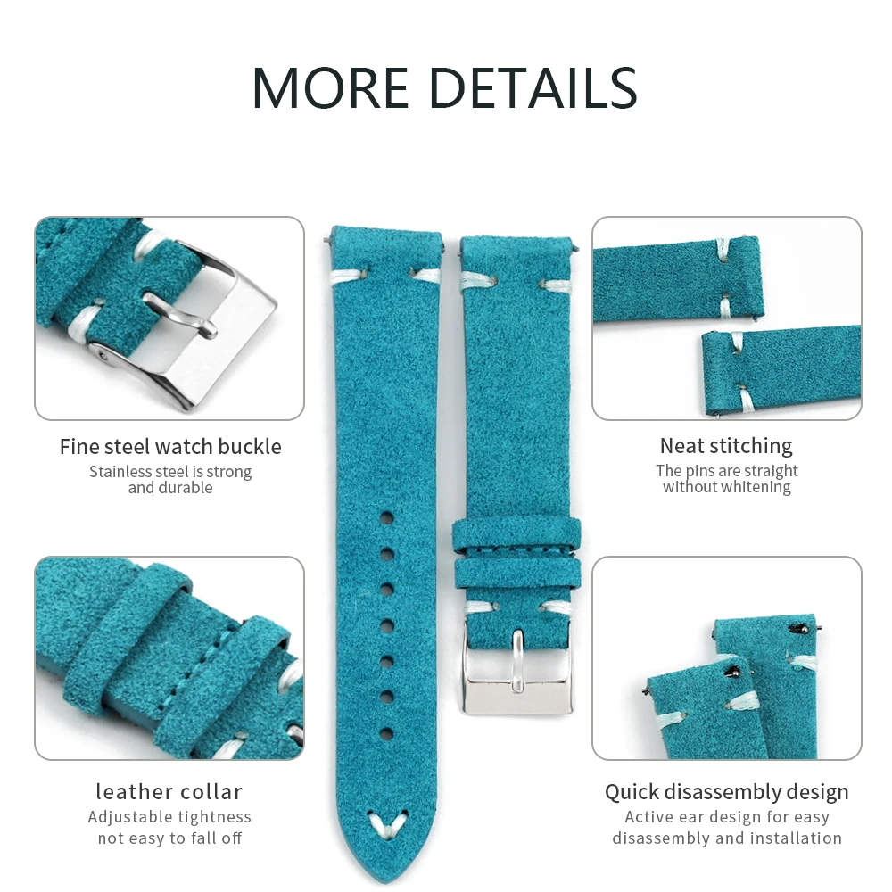 High Quality Suede Leather Vintage Watch Straps 18mm 20mm 22mm 24mm With Quick Release WatchBand Wristband Accessories