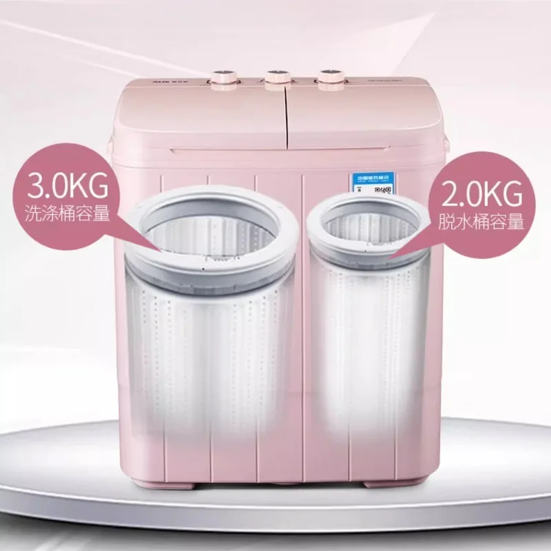 Colorful Twin Tub 5.0KG Semi - Automatic Washer Wash Spin Integrated Mini Compact Laundry Machine Dorm Home Baby Use