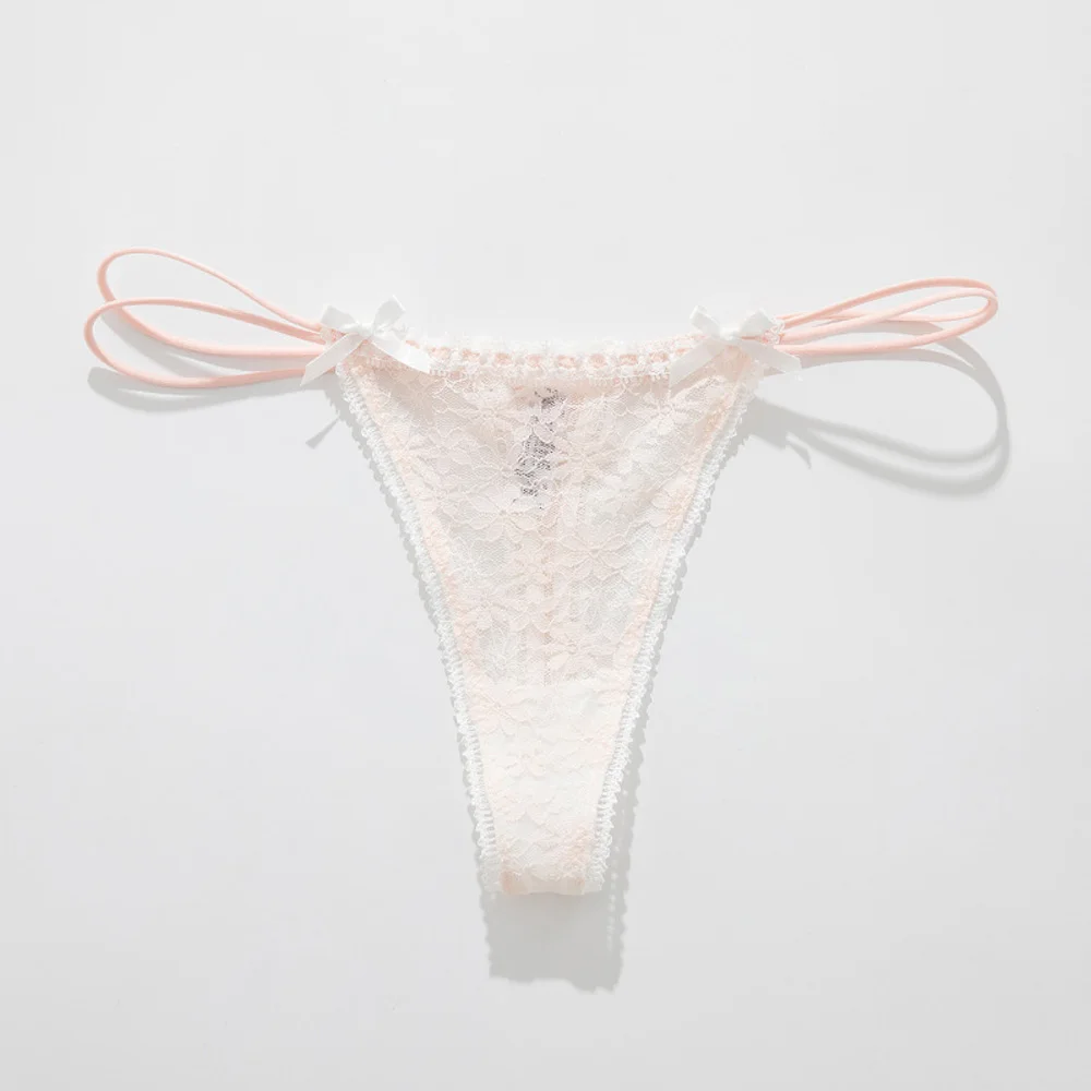 Spitzenbesatz Mädchen Design inspiriert Doppelgürtel G String Sexy Höschen aushöhlen Tanga hochwertige transparente Unterhose Dessous – Detail 14