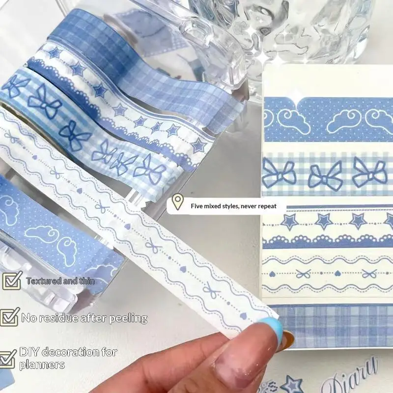 ∘2/3Pcs  Tape Set, Repositionable Residue-Free Wing Bow Grid Pattern Tape for Journaling Scrapbooking Planner Crafts Use