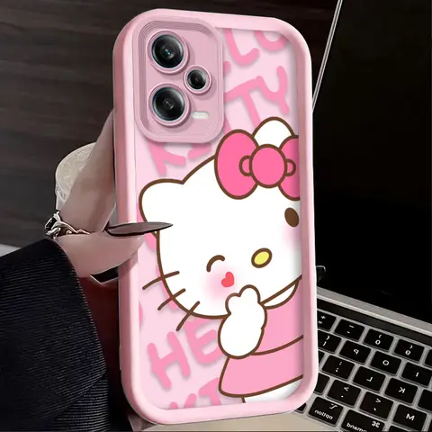 Lovely Pink Hello Kitty Soft Case For Xiaomi Redmi Note 14 13 12 11 Pro Plus 5G 12S 11S 10S 10 9 Redmi 14C 13C 12C 12 4G A3 A3X