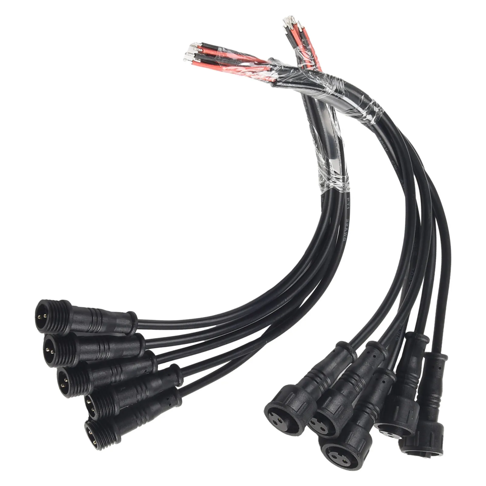 Black Waterproof Connector Cable 22AWG Male & Female 15mm 2Pin IP65 UL94V-0 0.3mm Latest Newest Replaces Useful Value