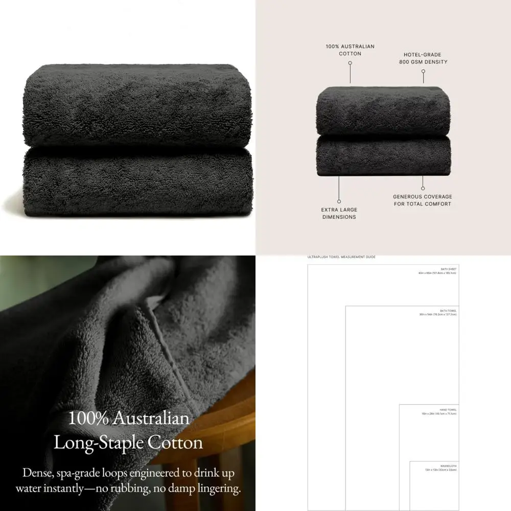

Luxury Heavy Duty Australian Cotton Bath Sheets Set of 2 - Extra Large 800GSM Plush Bath Sheets for Comfort