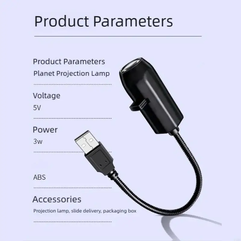 E5BE USB Powered Halloween Night Lighting Proctor Регулируемый 360 вращение для вечеринки