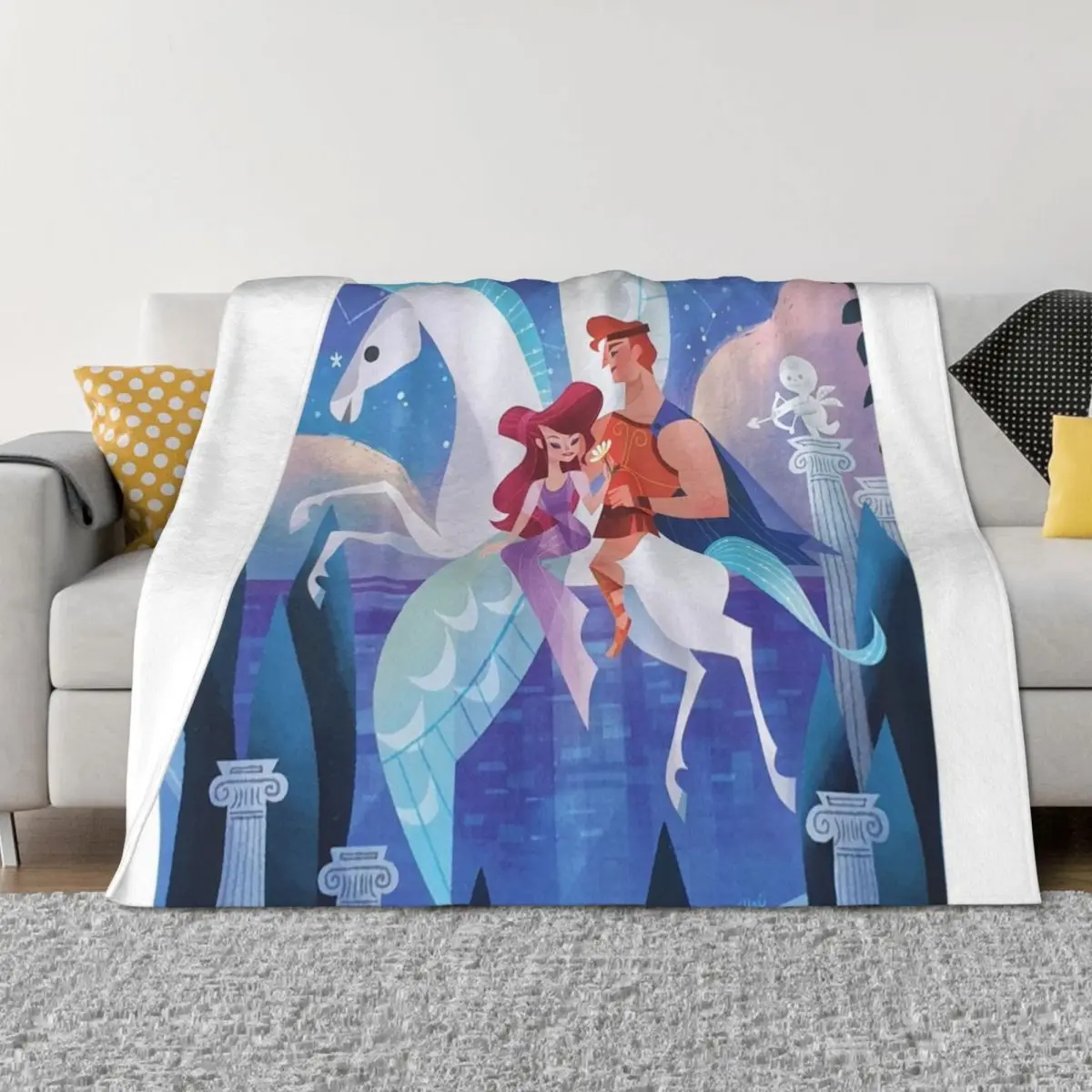 

Hercules, Meg & Pegasus Throw Blanket blankets and throws Bed Fashionable Giant Sofa Flannel Blankets