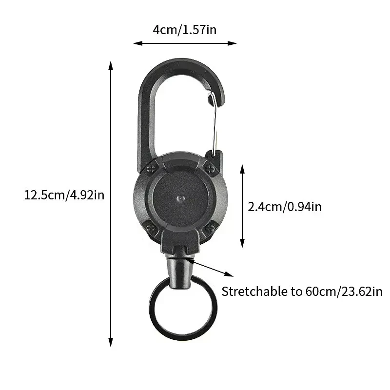 1/2PCS Extendable Retractable Holders Keychain Badge Reels Heavy Duty Clip With Carabiner Key Chain For Men Outdoor Bags