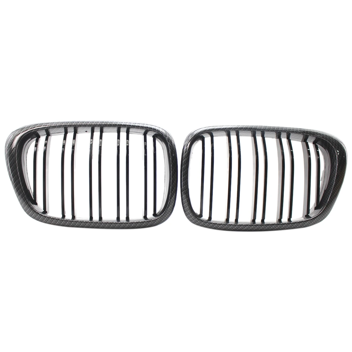 

1 Pair Carbon Fiber Black Double Line Kidney Grille For-BMW 1997-2003 E39 520I 523I 525I 528I 530I 535I 540I