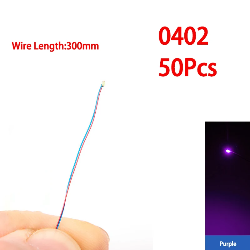 SANMERSEN 50 teile/beutel 0402 0603 0805 1206 SMD Lampe Wired Micro Litz Led Vorgelötet Chip Wired 30 cm 3 V DIY Eisenbahn Modelle Szenen Spielzeug Licht 10
