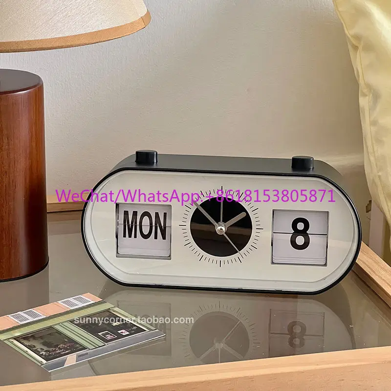 Simple perpetual calendar pendulum desktop electronic clock manual page turning calendar desk clock desktop silent