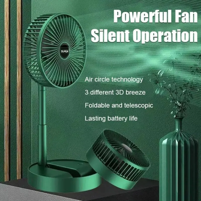 Mini Portable Folding Fan with Large Wind Power and Convenient Rechargeable Circulating Floor Fan