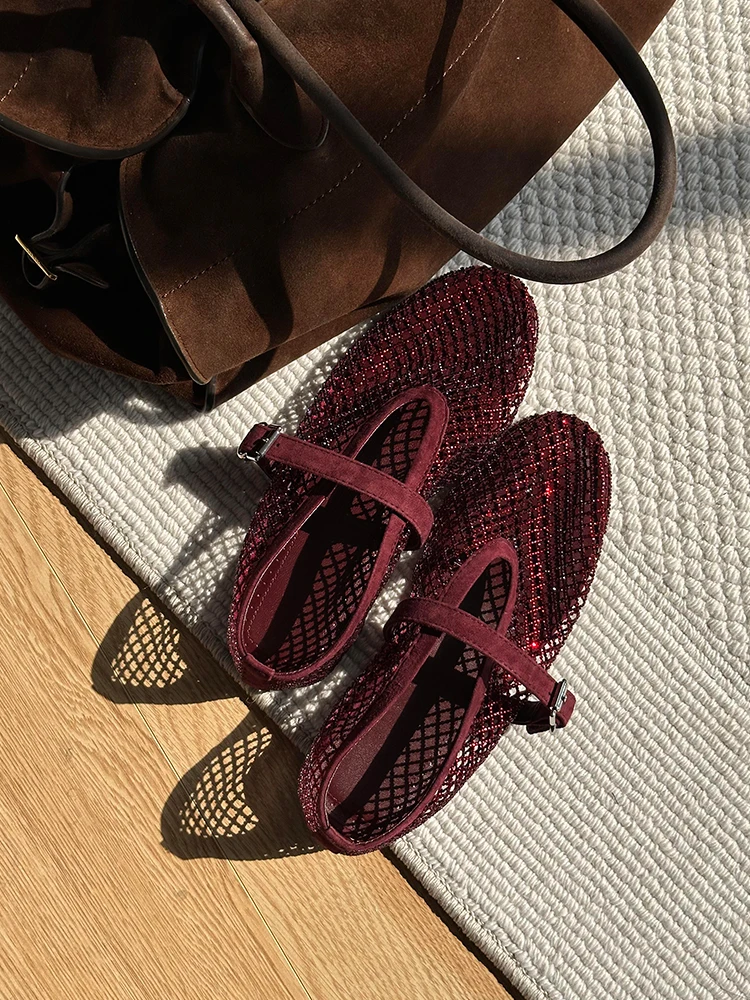 summer-new-style-shiny-diamond-hollow-fishing-net-single-shoes-slip-on-ballet-flats-women's-fashion-mary-jane-shoes-casual-lo