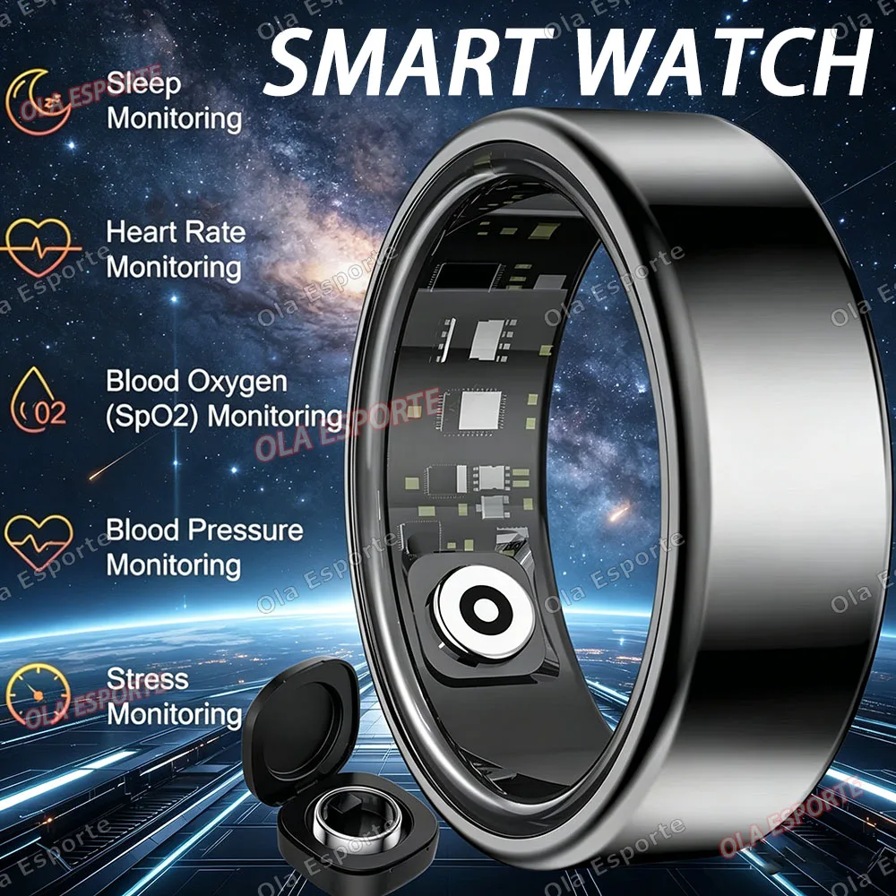 

2026 New Multi-Functional Smart Ring Men Women With Charging Case Heart Rate Blood Oxygen Monitoring Waterproof For Android iOS