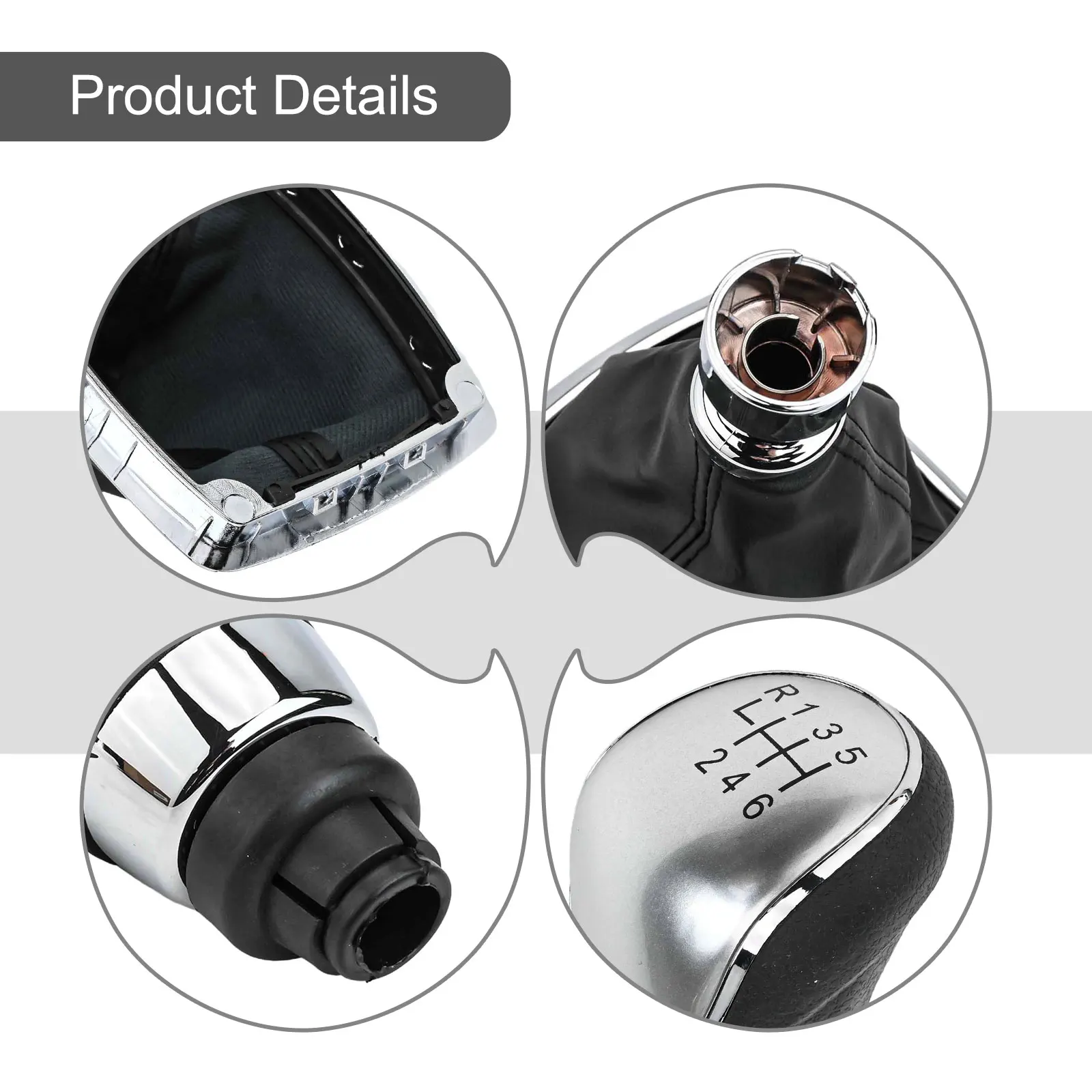 Black Silver Car Gear Knob Chrome Gear Knob Complete Gear Set Robust Construction Smooth Shifting Stylish Design