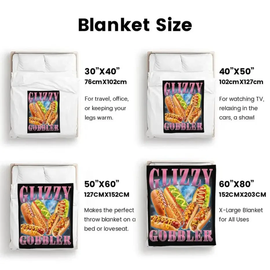 Customize Hot Dog Glizzy Gobbler Blanket - Soft Flannel Throw for Living Room, Lounging & Gatherings, Ideal Gift for Food Fan Fr