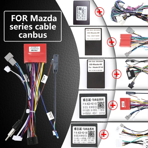 Para Mazda 2 3 5 6 8 323 Atenza CX-3 CX-4 MX-5 CX-5 CX-7 CX-9 RX8 BT50 AXELA ISAMU PREMACY 16 pines cable de Radio de coche arnés canbus
