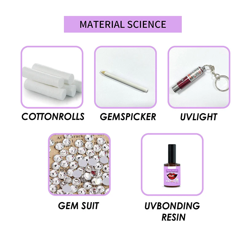 DIY Dente Gem Jóias Kit, Super Viscose, Água Diamante, Cristal, Fácil de Remover Instalar, Decoração, Novo