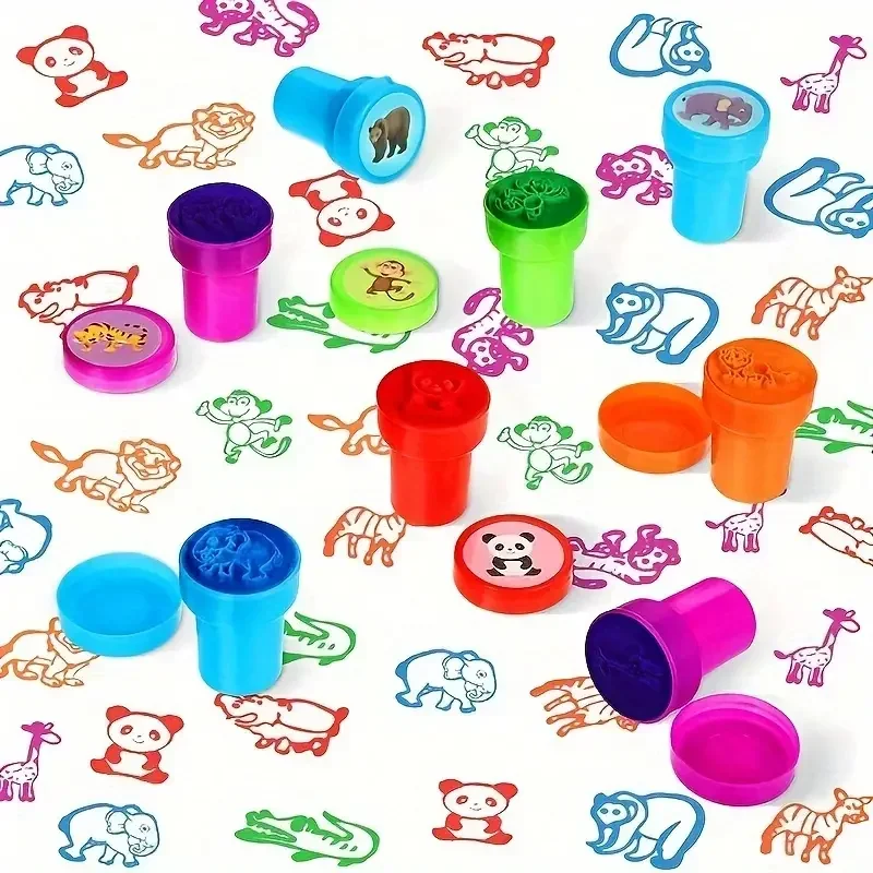 10pcs Assorted Stamps for Kids Self-ink Stamps Children Toy Stamps Smiley Face Seal Scrapbooking DIY Painting Photo Album Decor