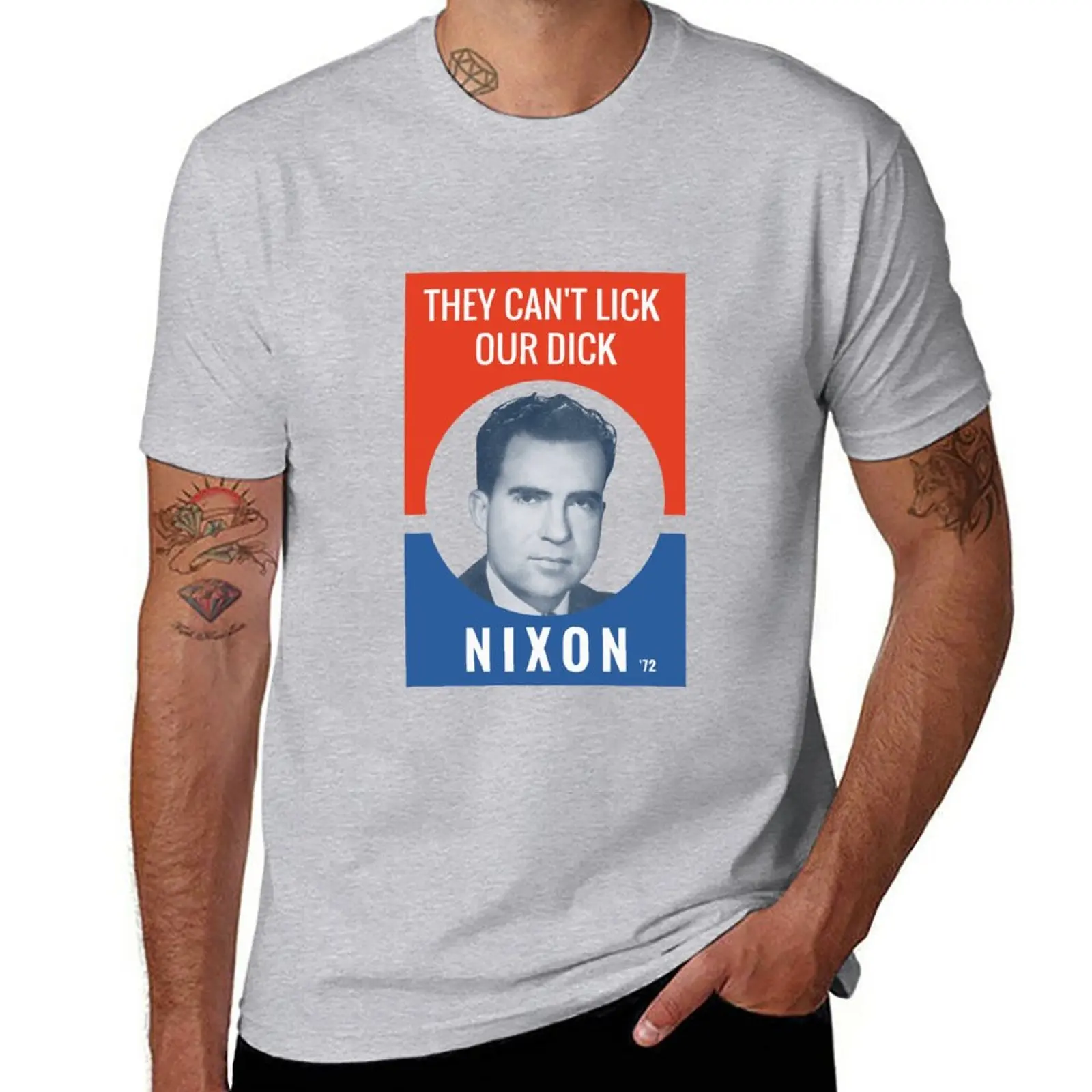 New They Can't Lick Our Dick - Nixon '72 Election Poster T-Shirt oversized t shirts summer clothes mens graphic t-shirts