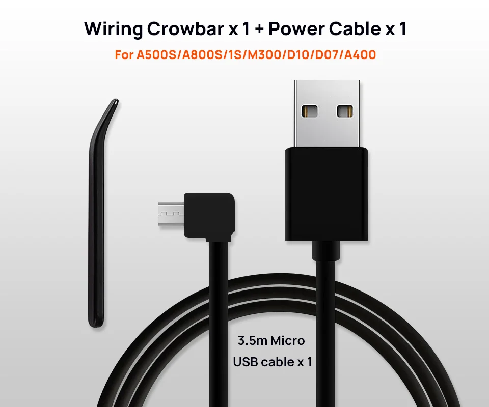 70mai Typ-C Ladekabel für 70mai A810 X200 M500 & Micro-USB-Kabel für 70mai 4K A800S 70mai A500S 1S M300 A200 M200 S500 – Detail 2
