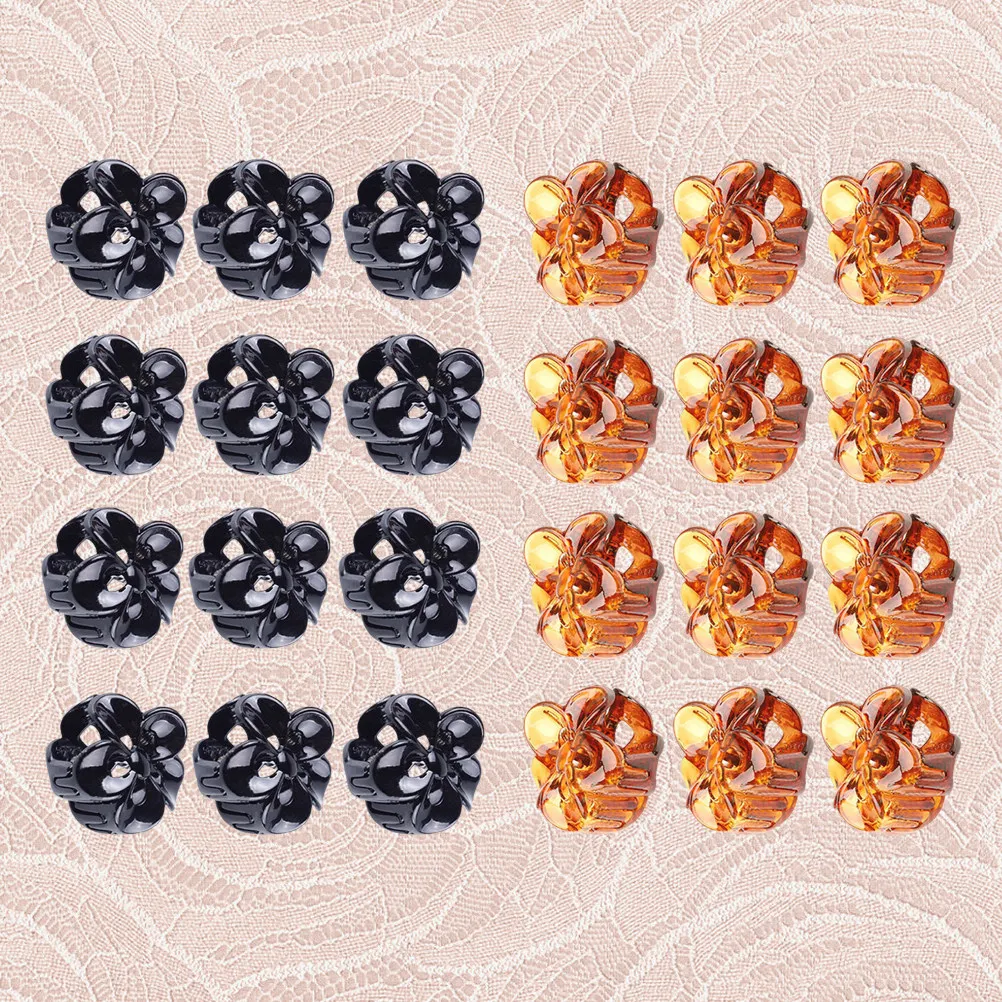 24Pcs Plum Shape Hair Claw Hair Clips Mini Flower Plastic Hairpins for Women Elegant Style Flower Shape Hairpins