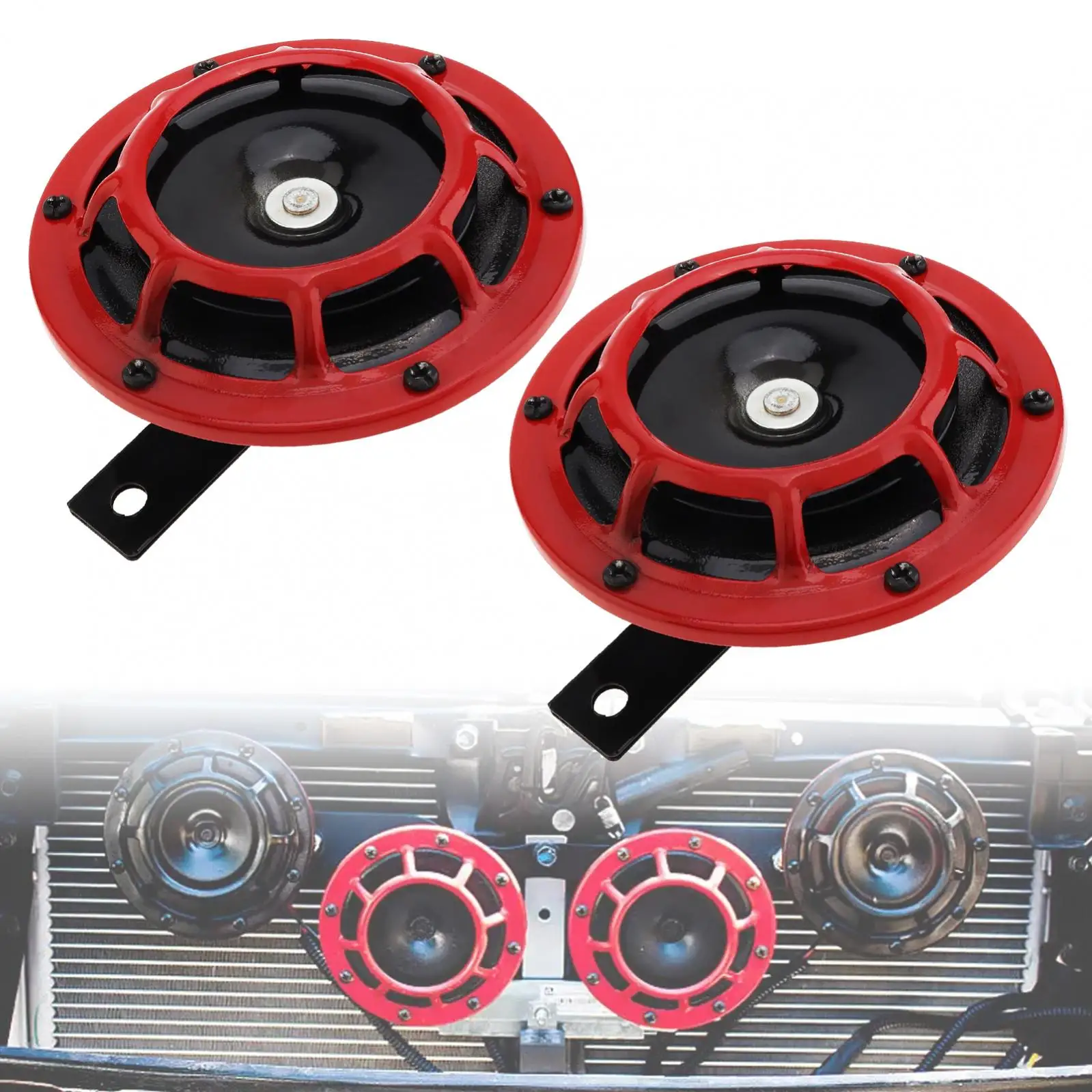 1 Pair 12V 420HZ 350HZ High Low Tone Horn for Cars motorcycles Boats with Grill and Bracket, Waterproof Super Loud Dual Horn