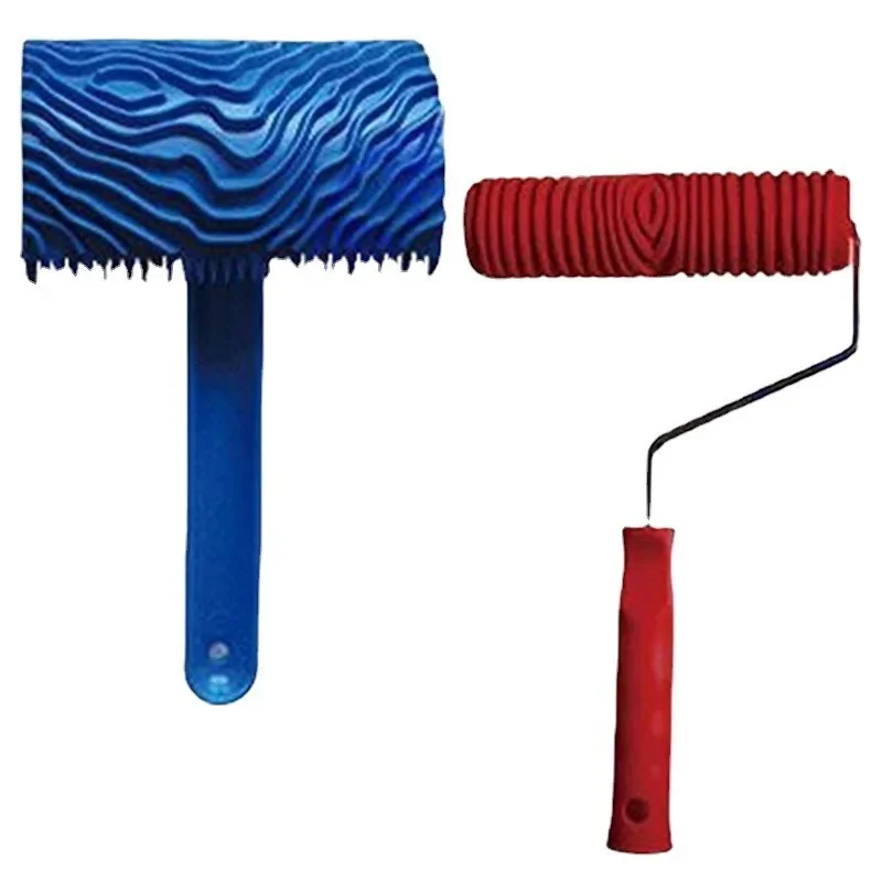 Rolo texturizado ferramenta de pintura de grão de madeira imitação de pintura de parede decoração de casa gravação diy para sala arte conjunto de grãos