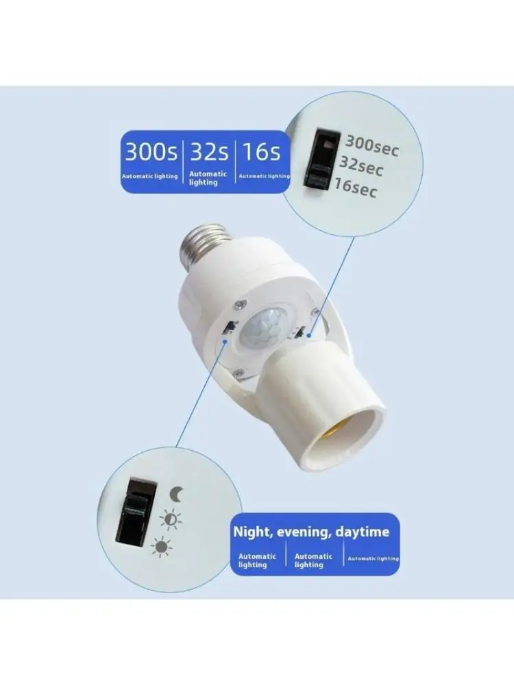 Y1UB Auto On/Off Light Socket Adapters Infrareds Sensorings Technology Energy Saving Design Universal Fit Construction