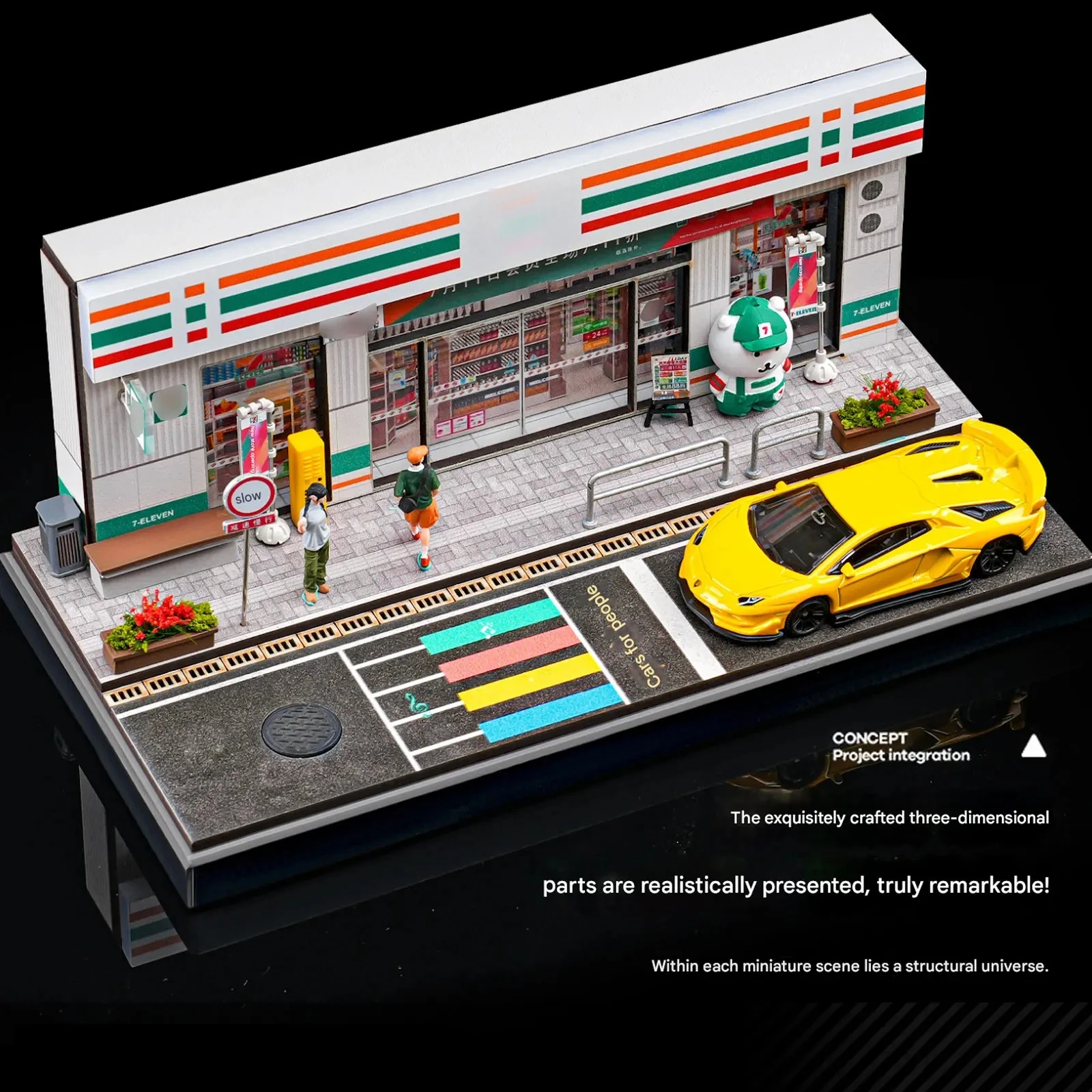 Maqueta de Supermercado en Miniatura a Escala 1/64 con Luces LED, Diorama Realista, Adorno de Exhibición, Regalo para Coleccionistas de Modelos