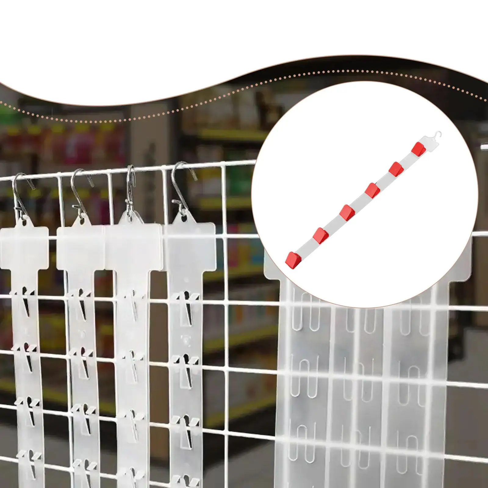 Retail Display Strip Side Hanger with 6 Clips Display Rack Accessories Snacks Hanging Strip Length 67.5cm Snack Bags Organizer