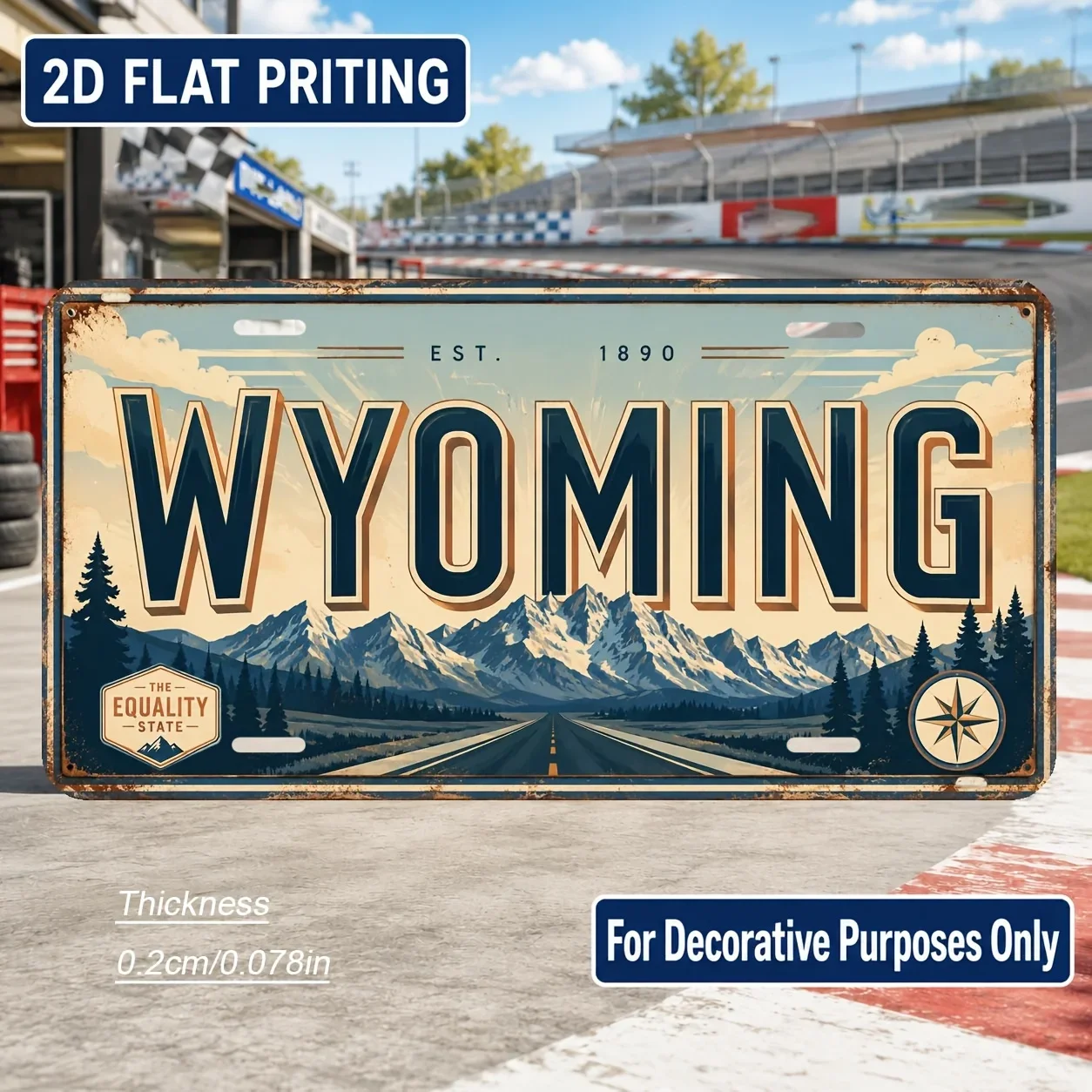 2D Flat Wyoming State Themed Metal Plaque Industrial Style Decor Living Room Wall Art Vintage Enthusiast Birthday Gift