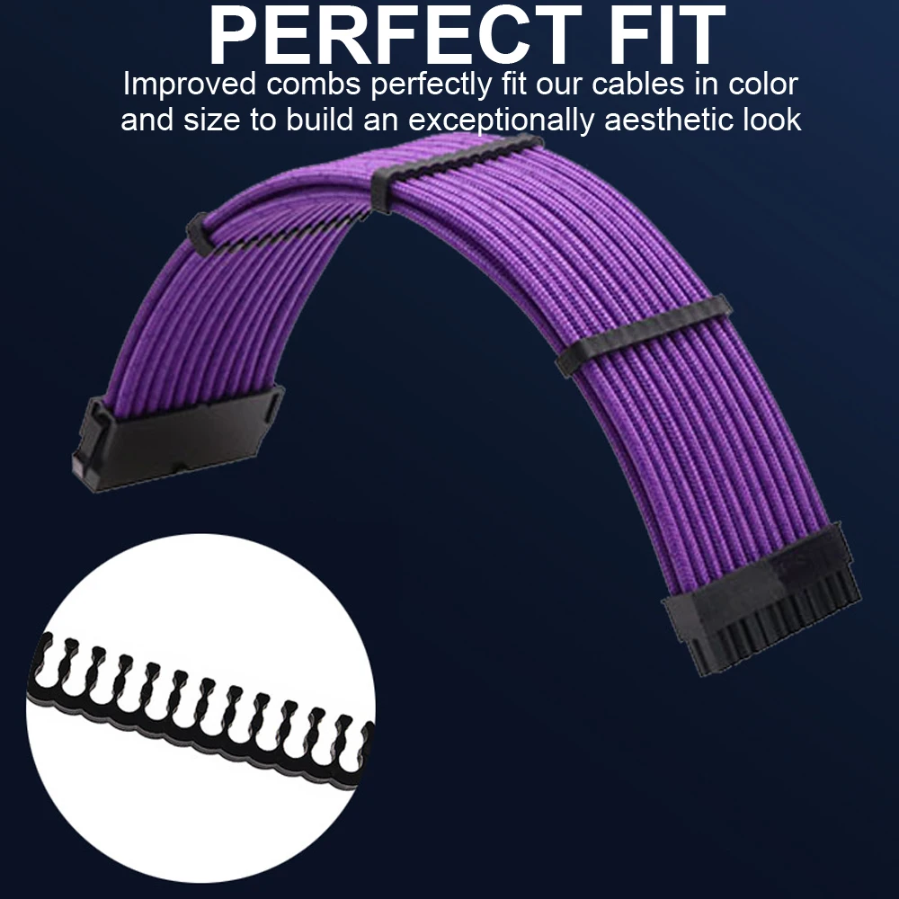 PSU Extension Cable Kit 24Pin ATX 8Pin EPS 6+2Pin PCIe 6Pin PCIe 18AWG Braided Power Supply Cable with Cable Combs for PC