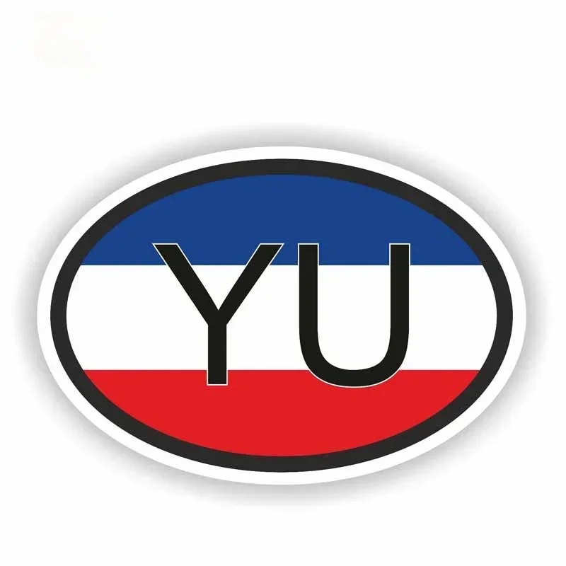 Naklejki samochodowe dla YU YUGOSLAVIA kod kraju flaga wodoodporna Auto decory na tylną szybę laptopa winylowa tablica naścienna
