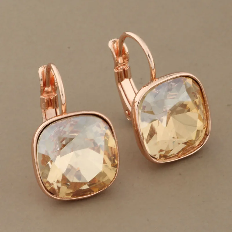 2023 Luxury Quality Jewelry Square Hanging Earrings For Women 585 Rose Gold Color Dangling Earrings Women Jewelry Girl\'s Gift