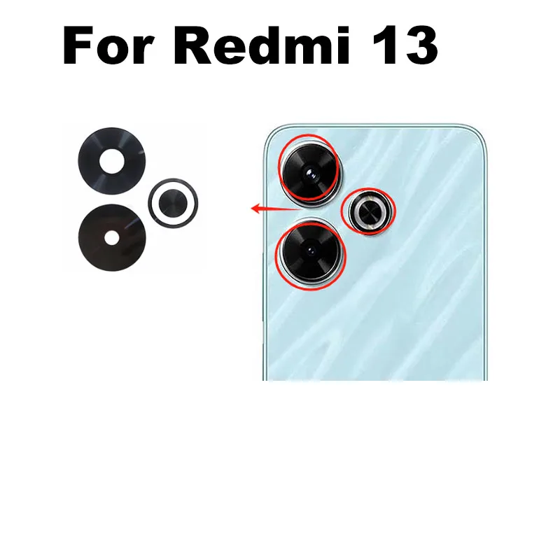 For Xiaomi Redmi 13 Back Camera Lens Glass Rear Camera Lens With Frame Glue Adhesive Replacement