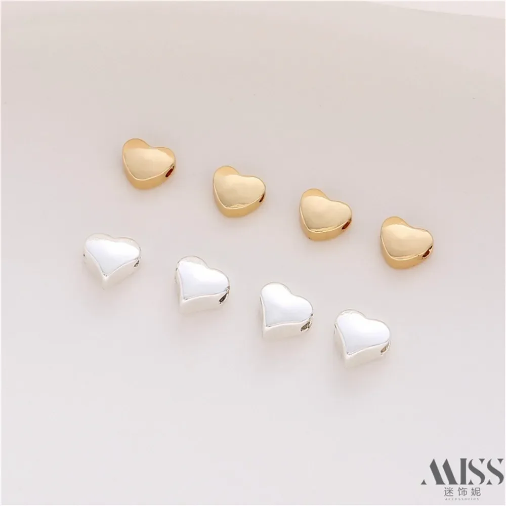 

14K Gold Bag Color Silver Horizontal Hole Tip Love Peach Heart Bead Diy Loose Bead Handmade Bracelet Necklace Jewelry Accessorie