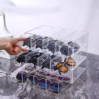 Caja de Almacenamiento para Gafas, Organizador de Gafas de Sol Transparente con Cajones, Exhibidor Acrílico Multicapa