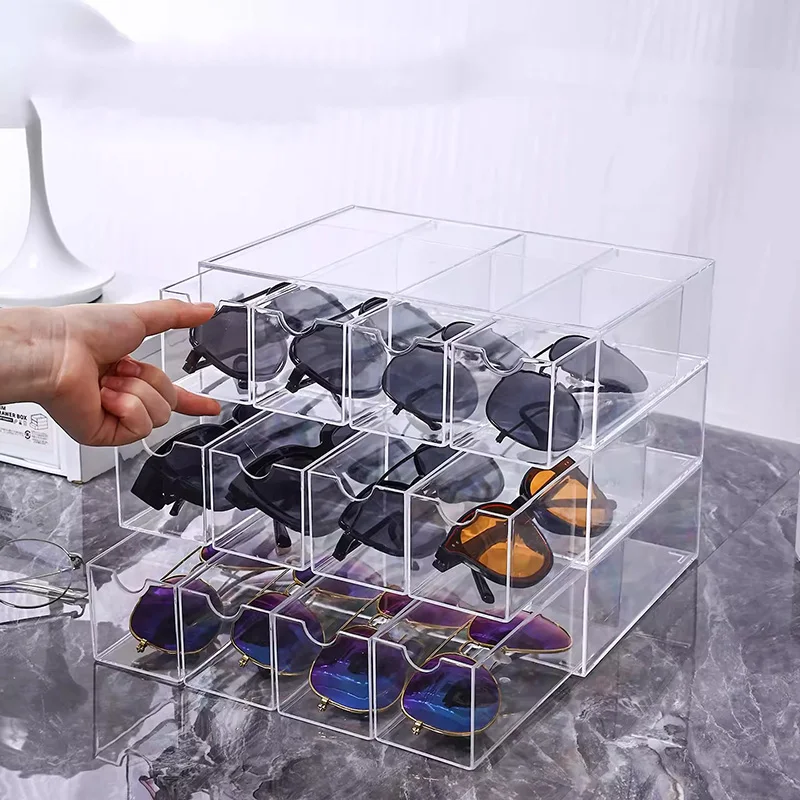 Eyeglasses Storage Box Home Transparent Drawer Multi-Compartment Sunglasses Organizer Acrylic Multilayer Display Rack